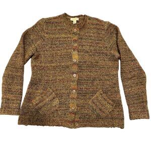 Appleseeds‎ Women's L Brown Marled Cardigan Sweater Vintage